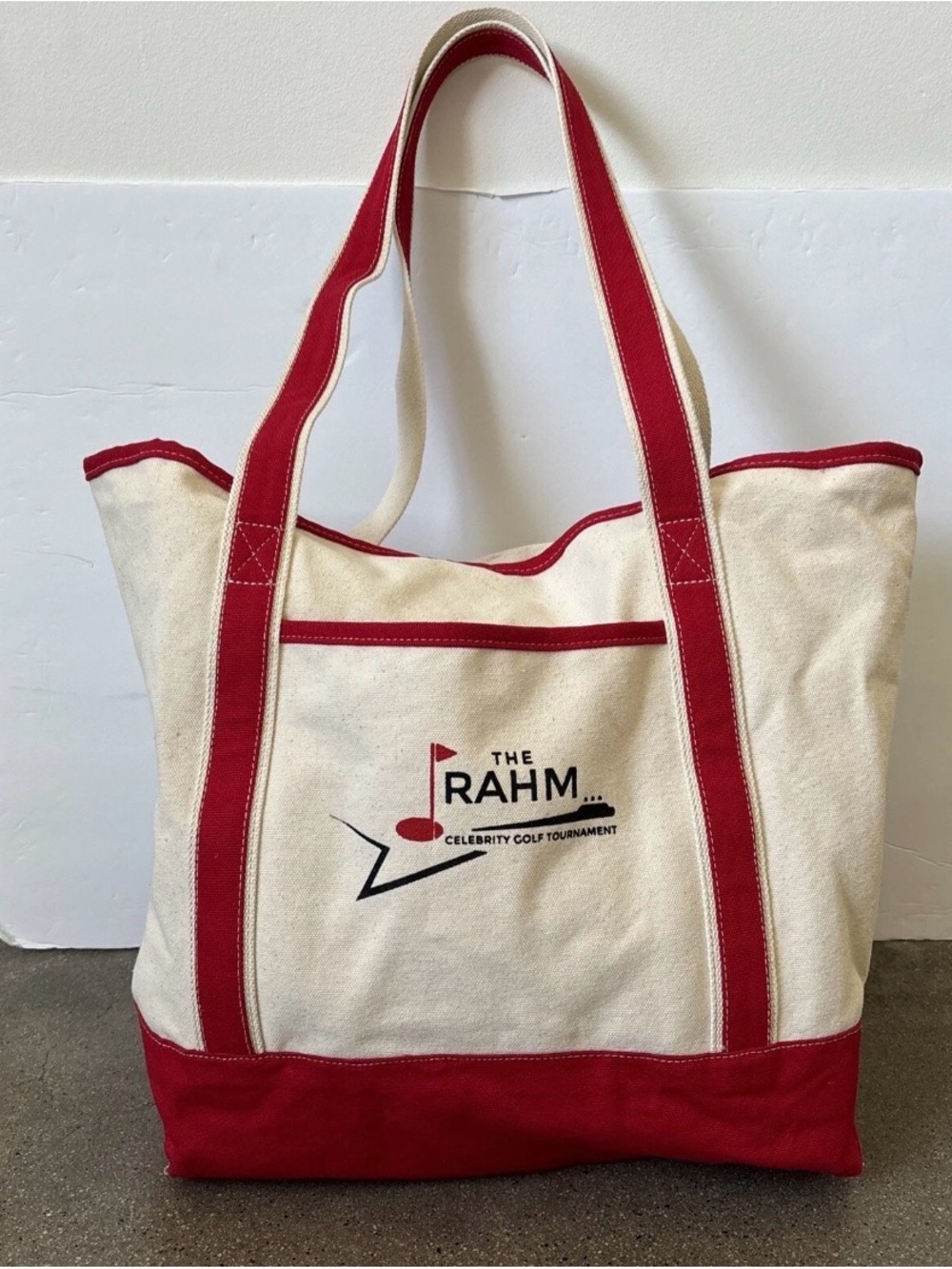 Port Authority Canvas Tote Bag in Red and Cream